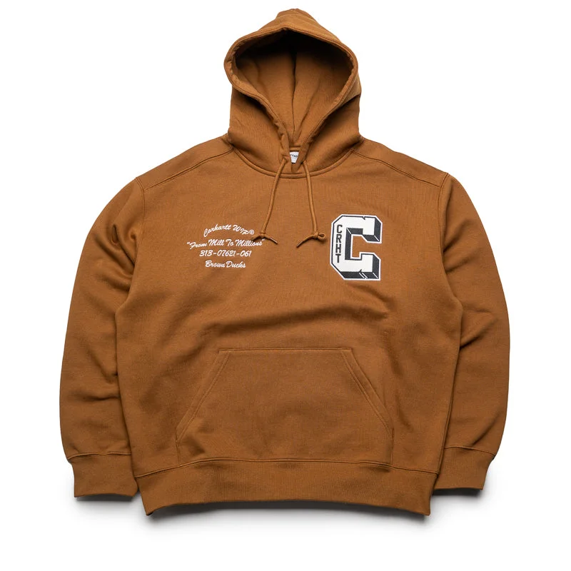 Carhartt WIP Hooded Brown Ducks Sweatshirt - Hamilton Brown Sleek Men's Metallic