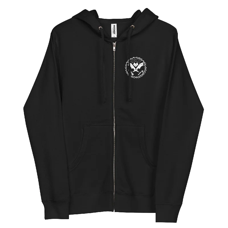 "New Frontiers Of Sick And Wrong Since 1979" feat. THE DARTS Unisex Zip Up Hoodie Confident Men's Power