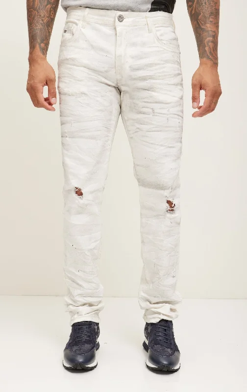 Fitted Splat And Smoked Denim - White Bold Men's Animal