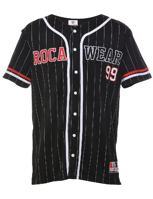 Striped Rocawear Y2K Black, Red & White Jersey - L Tailored