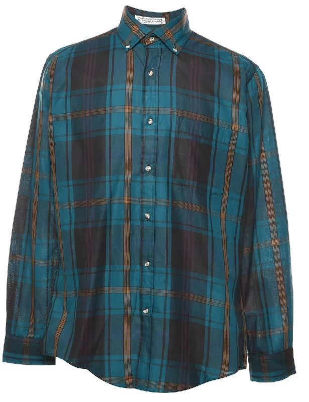 Long Sleeved Checked Shirt - L Relaxed Men's Beach