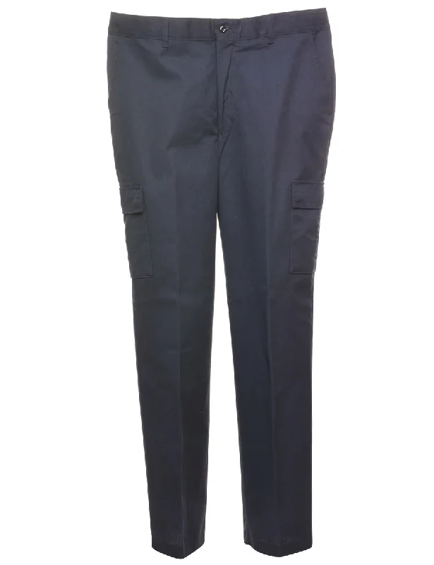 Navy Suit Trousers - W36 L34 Modern Men's Geometric