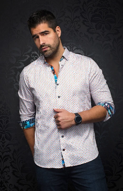 Au Noir Stretch Shirt | Bradford White Orange Modern Men's 