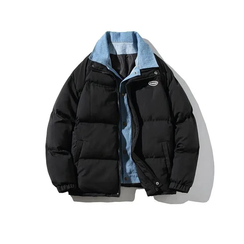 Denim Splicing Two-piece Cotton Jacket Cozy Men's Sherpa