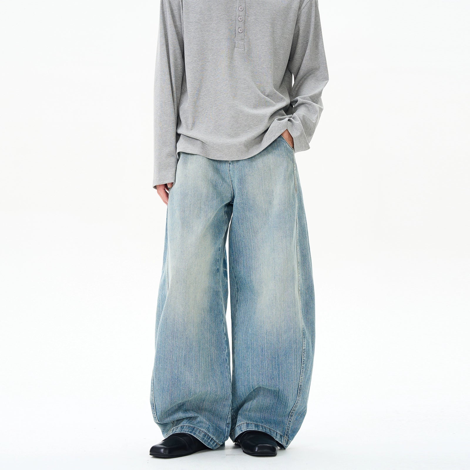 Wide-Leg Lightning Pattern Jeans Street