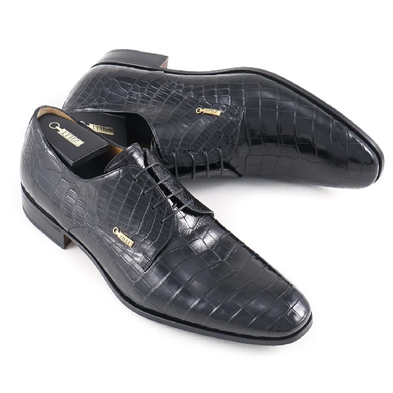 Zilli Black Full Crocodile Derby Relaxed Men's Beach