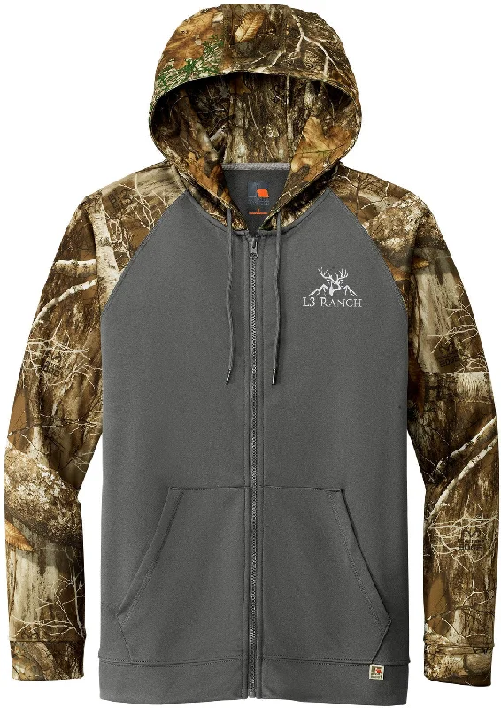 Russell Outdoors Realtree Performance Colorblock Full-Zip Hoodie Tough Men's Tactical