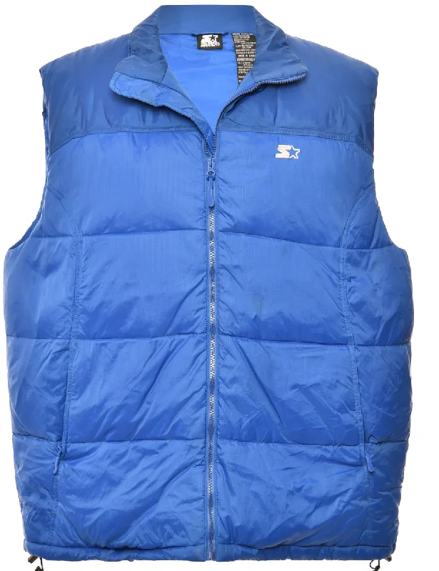 Bright Blue Puffer Vest - M Sporty Men's Athleisure 