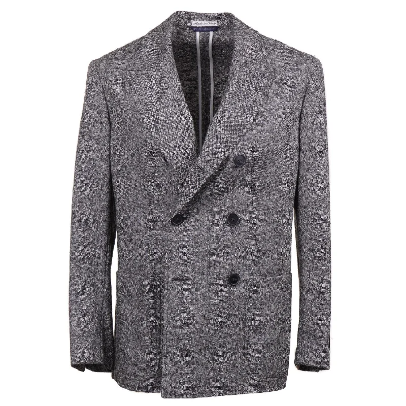 Belvest Donegal Tweed Wool-Silk Pea Coat Elegant Men's Formal 