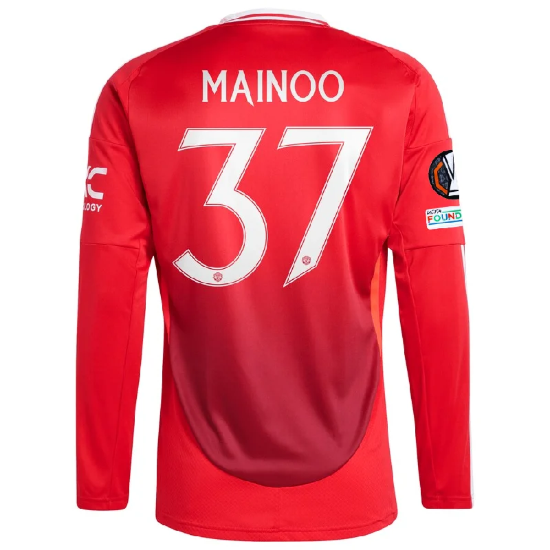 adidas Manchester United Kobbie Mainoo Long Sleeve Home Jersey w/ Europa League Patches 24/25 (Red) Earthy Men's Hemp adidas Manchester United Kobbie Mainoo Long Sleeve Home Jersey w/ Europa League Patches 24/25 (Red) Earthy Men's Hemp