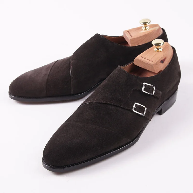 Kiton Suede Double Buckle Monk Strap Unique Men's Upcycled