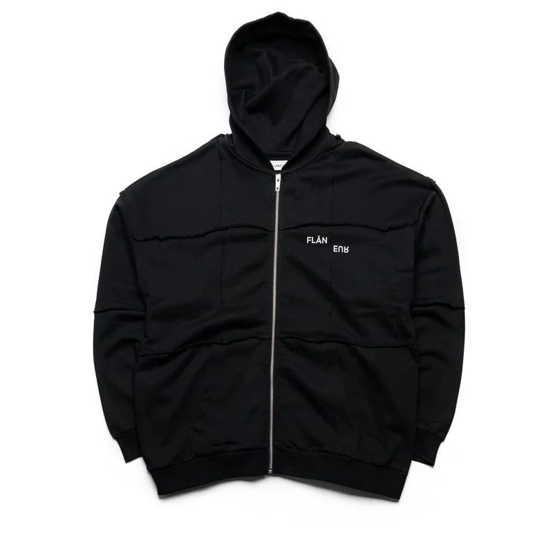 Flaneur Cut & Sew Zip Up Hoodie - Black Refined Men's Classic 