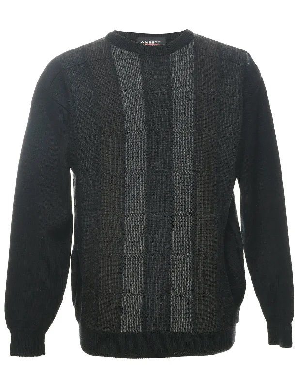 Wool Checked Pattern Jumper - L Youthful Men's Pop