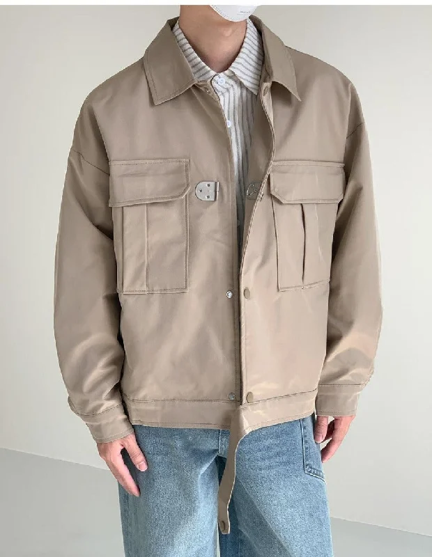 Metal Placket Work Jacket Sophisticated Men's French
