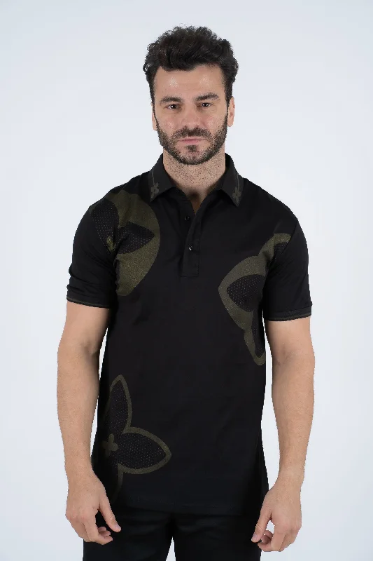Men's Cotton Modern Fit Black Polo Organic
