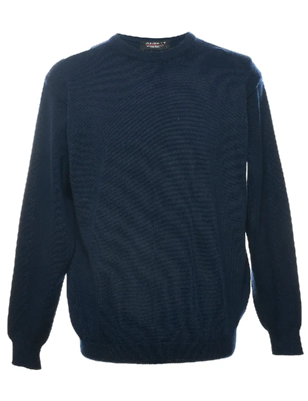 Wool Navy Jumper - L Lumberjack