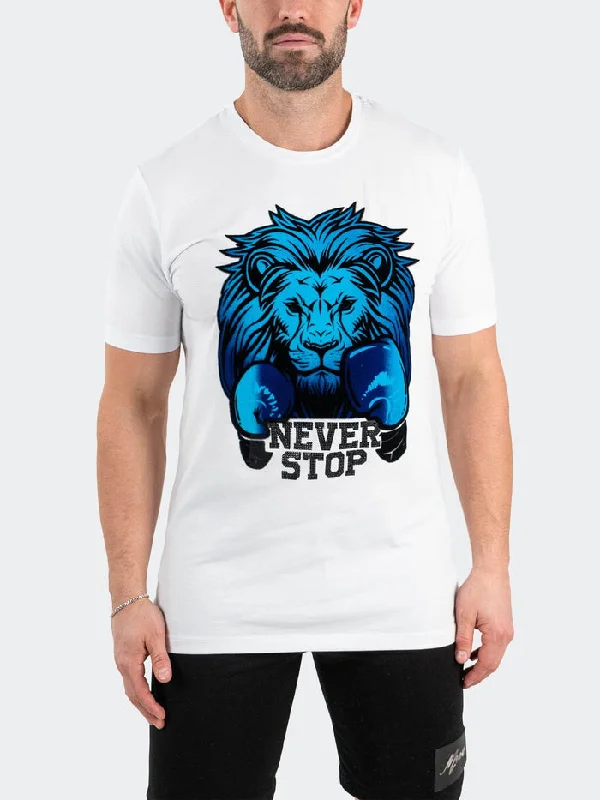 Maceoo Stretch Tshirts | Tee BoxingLion Blue White Dapper Men's Bow