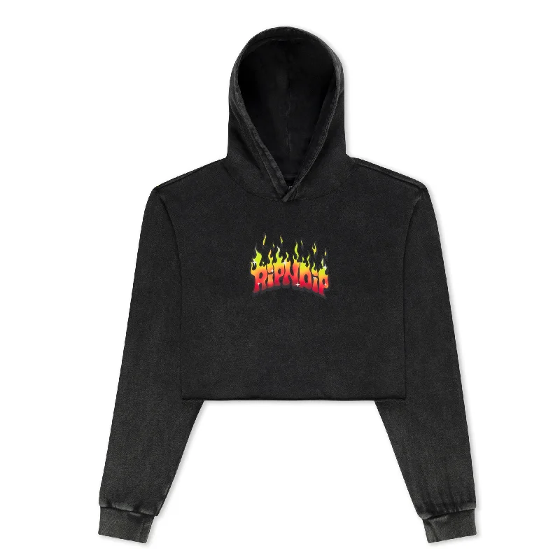 Scary Cute Cropped Hoodie (Black Wash) Confident Men's High