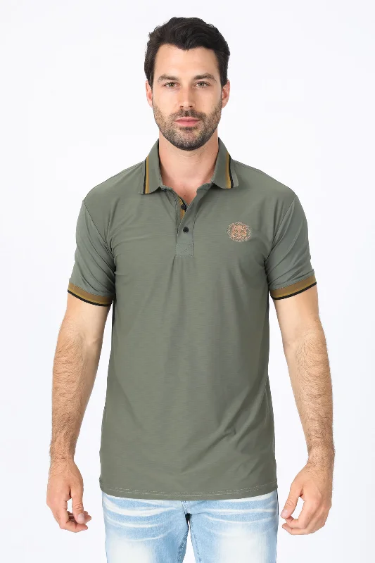 Mens Modern Fit Stretch Cotton Olive Polo Cozy Men's Sherpa