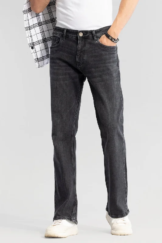RetroRipple Slate Black Bootcut Jeans Modern Men's Tech