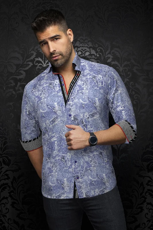 Au Noir Stretch Shirt | Mirabeau Light Blue Practical Men's Quick