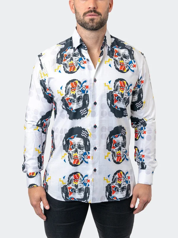 Maceoo Stretch Shirt | Fibonacci StretchSkullPuppet White Traditional Men's Wool