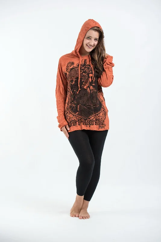 Unisex Antique Buddha Hoodie in Orange Bohemian Men's Free