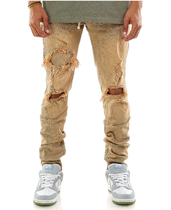 KDNK Under Patched Anker Zipper Denim Jean (Tinted Medium Blue) Traditional Men's Wool