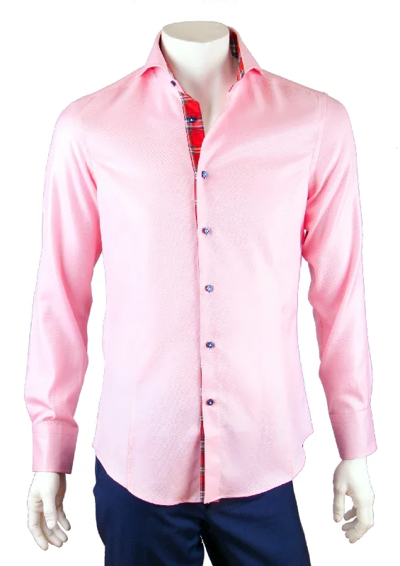 Solid Pink Cotton Twill Sophisticated Men's French