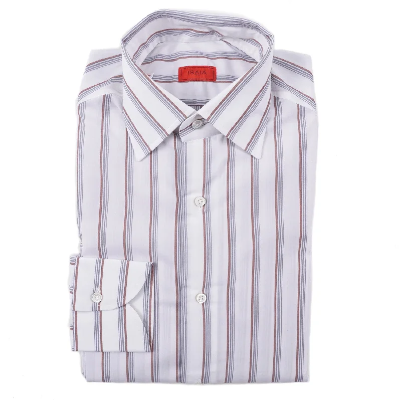 Isaia Modern 'Mix Fit' Striped Cotton Dress Shirt Unique Men's Upcycled