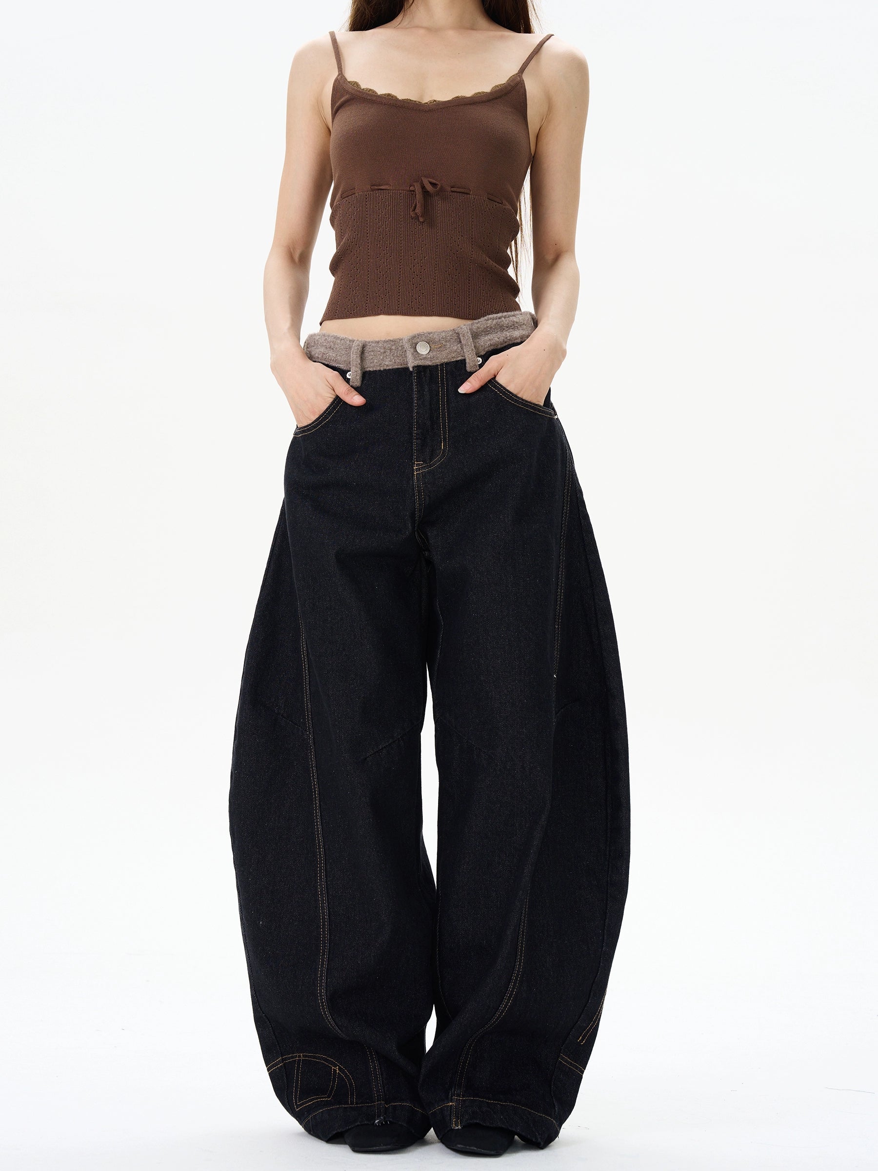 Black Wide-Leg Jeans Sleek Men's Contemporary 