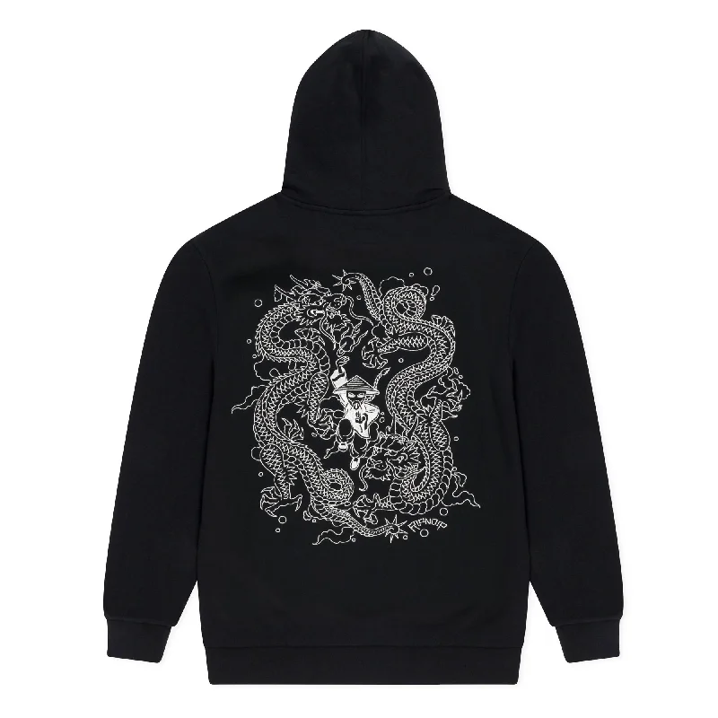 Ryu Embroidered Hoodie (Black) Hip Men's Retro
