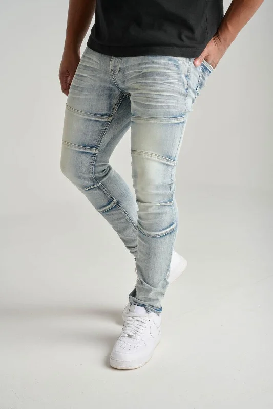 Spark 3D Crinkle & Cut Stretch Jean (Light Sand Blast) Stylish Men's Neon