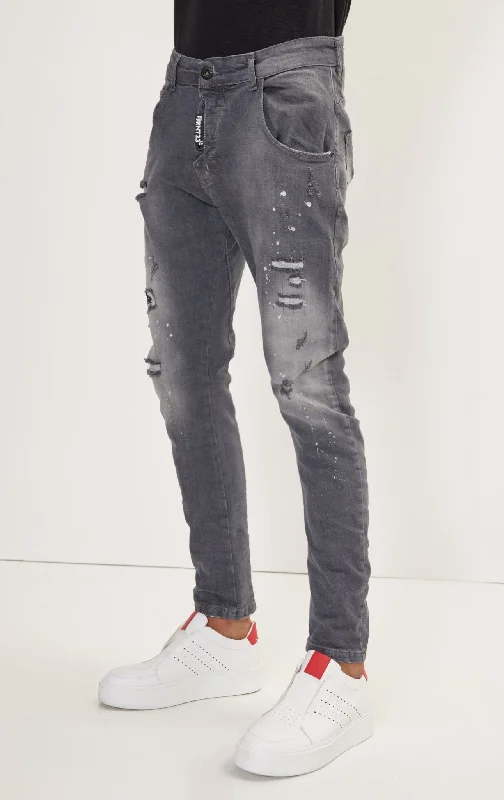 Slim-Fit Casual Jeans - Grey Laid