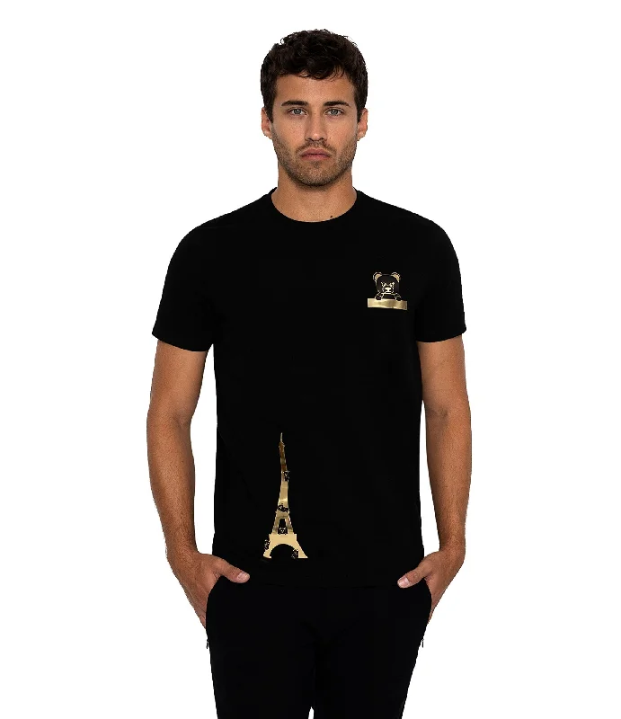 Bertigo Stretch Short-Sleeve Tshirts | EIFFEL BLACK T-SHIRT Sophisticated Men's 