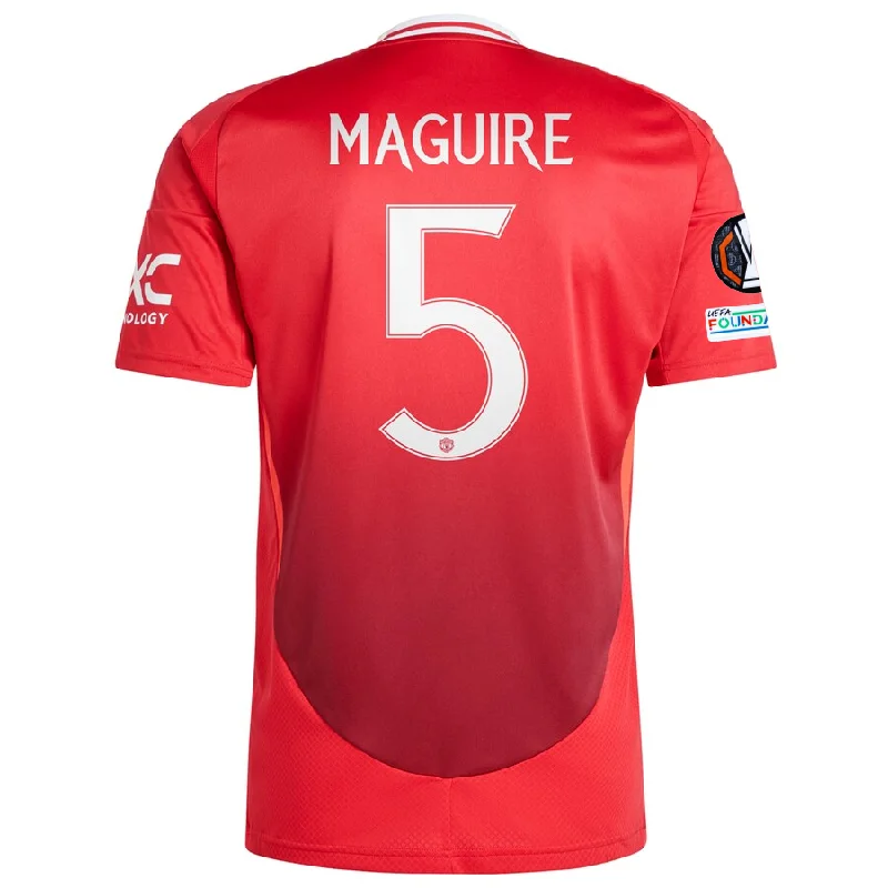 adidas Manchester United Harry Maguire Home Jersey w/ Europa League Patches 24/25 (MUFC Red) Cozy Men's Sherpa adidas Manchester United Harry Maguire Home Jersey w/ Europa League Patches 24/25 (MUFC Red) Cozy Men's Sherpa