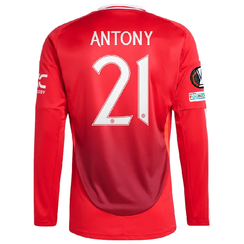 adidas Manchester United Antony Long Sleeve Home Jersey w/ Europa League Patches 24/25 (Red) Minimalist Men's Casual adidas Manchester United Antony Long Sleeve Home Jersey w/ Europa League Patches 24/25 (Red) Minimalist Men's Casual