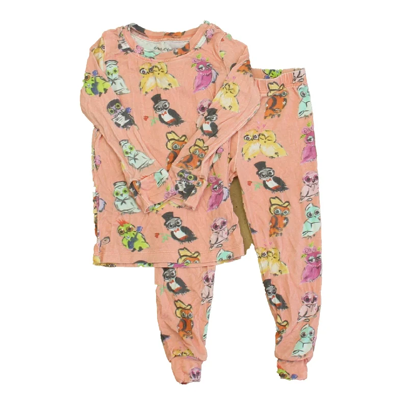 Gracyn Sky Girls Pink Owls 2-piece Pajamas Refined Men's Classic 