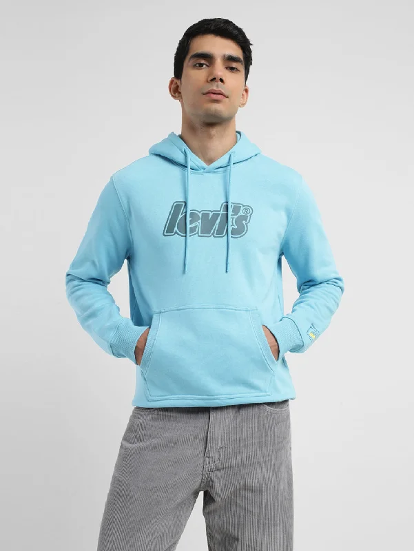 Men's Solid Blue Hooded Sweatshirt Refined Men's Hand