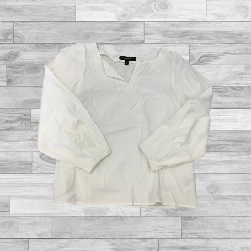 Top Long Sleeve By Banana Republic In White, Size: Xs Streetwear Style