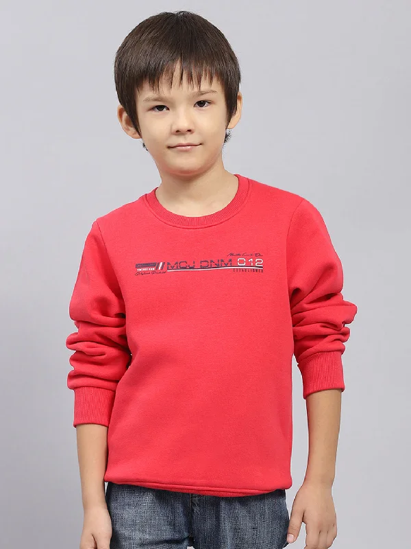 Boys Pink Printed Round Neck Full Sleeve Sweatshirt Edgy Men's Punk