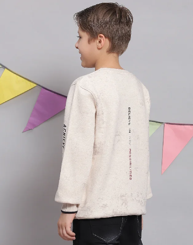 Boys Pink Printed Round Neck Full Sleeve Sweatshirt Cozy Men's Sherpa