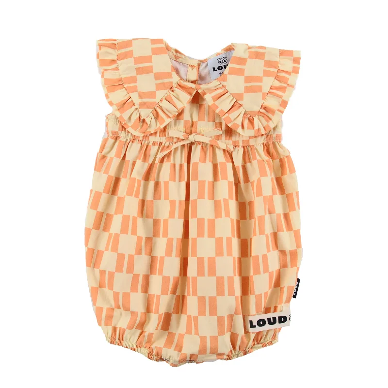 Loud Apparel Luna Romper Collar Check Vanlla/Papaya Trendy Men's Bucket