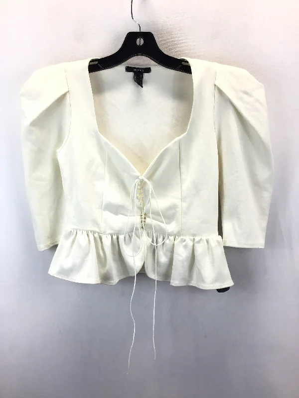 Top Long Sleeve By Forever 21 In Cream, Size: M Laid