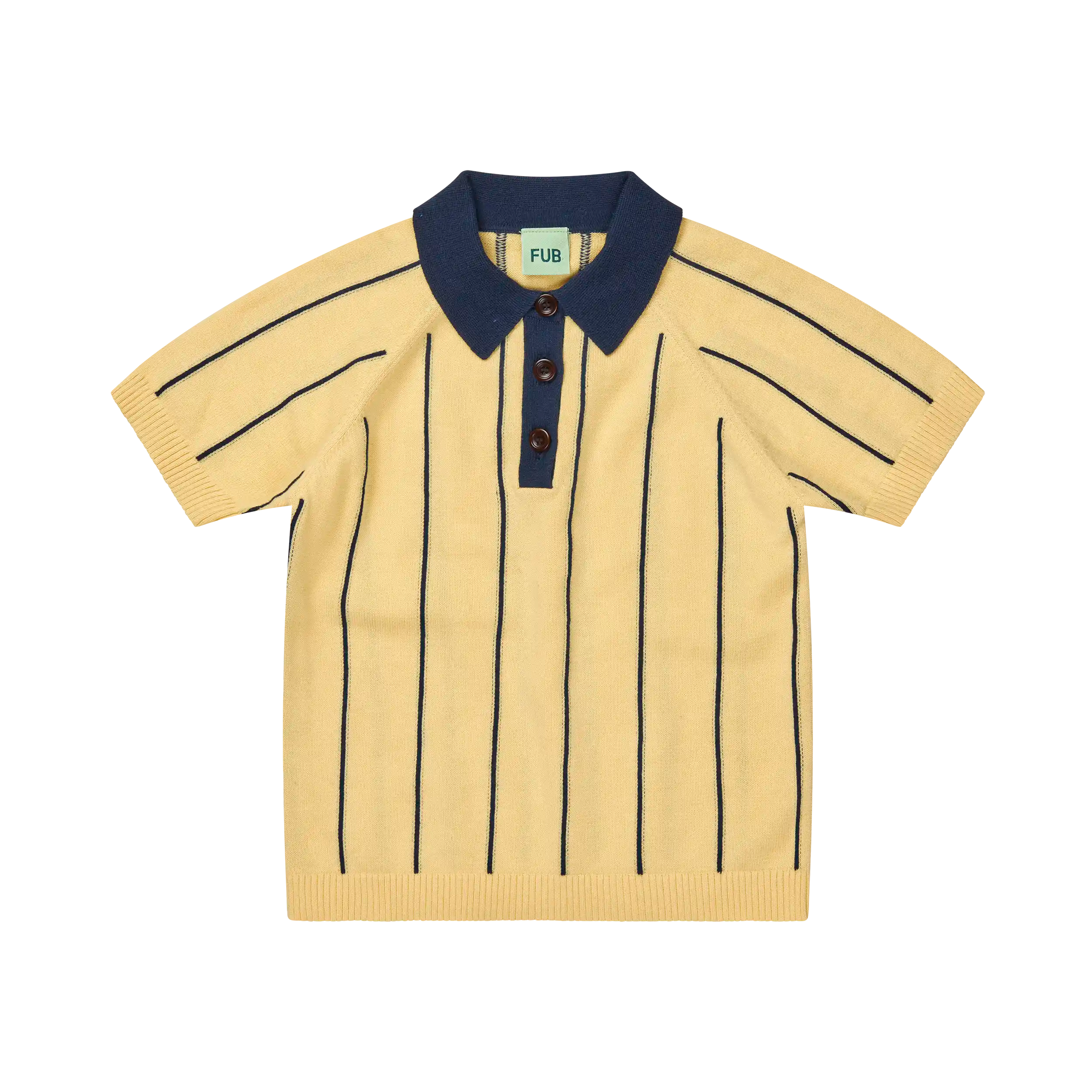 1325-STRIPED POLO-Vanilla/Dark Navy Sporty Men's Tennis