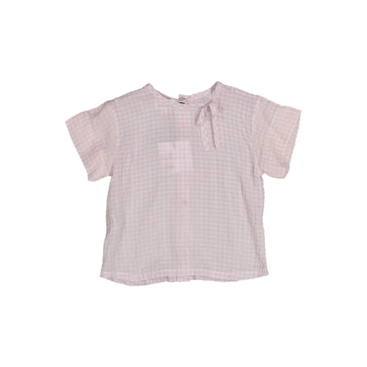 9005-BABY TOP TIE-Vichy Soft Pink Streetwear Style