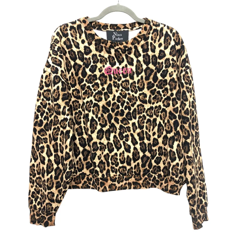 Sweatshirt Crewneck By Clothes Mentor In Leopard Print, Size:1X Cool Men's Skate