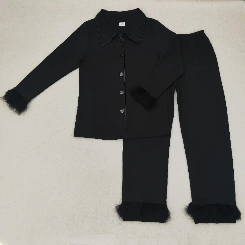 GLP1264 western clothes No MOQ Adult Women's Black Long Sleeve Pants Pajamas Set Vintage Style Cotton Fabric Plush with Cartoon Traditional Men's Wool GLP1264 western clothes No MOQ Adult Women's Black Long Sleeve Pants Pajamas Set Vintage Style Cotton Fabric Plush with Cartoon Traditional Men's Wool
