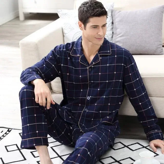 Plaid Navy Blue With Dots