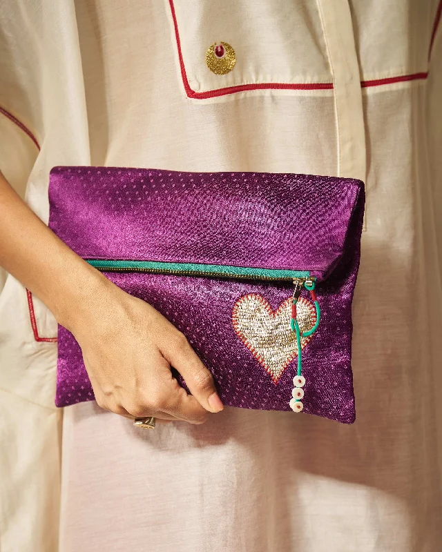 Fold Over Clutch - Purple Adventure